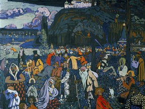 This undated image, provided by the Lenbachhaus Museum in Munich, Germany, shows the 1907 painting "The Colorful Life" by Russian artist Kandinsky. An independent German commission is recommending the restitution the painting currently owned by the Bavarian state bank to the heirs of a Jewish family that the artwork originally belonged to.