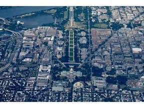 Aerial view of downtown Washington, DC, on June 20, 2022.  Photographer: Daniel Slim/Getty Images
