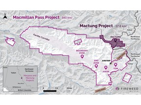 Map 1 Macmillan Pass Project and Mactung Project location map, Canada.