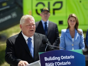 Ontario Premier Doug Ford during a news conference in Kingsville.