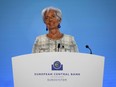 Christine Lagarde, president of the European Central Bank, attends a press conference following the meeting of the governing council of the ECB in Frankfurt, Germany.