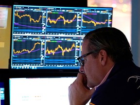 A trader on the floor of the New York Stock Exchange.