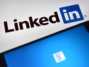 LinkedIn logos on computer screens
