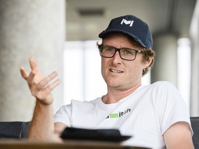 Collision CEO Paddy Cosgrave gestures during an interview in Toronto, Wednesday, June 21, 2023. As the Collision tech conference gets underway in Toronto, its chief executive expects much of the chatter at the event to focus on artificial intelligence.THE CANADIAN PRESS/Christopher Katsarov