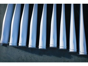 Turbine blades manufactured by Siemens Gamesa in Storage in Hull, UK. Photographer: Paul Ellis/AFP/Getty Images