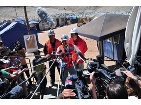 Sougarret speaks with the press during a rescue operation to save 33 trapped Chilean miners in 2010. Photographer: Ariel Marinkovic/AFP/Getty Images