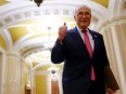 U.S. Senate Majority Leader Chuck Schumer gives a thumbs up as he walks to a press conference after final passage of the Fiscal Responsibility Act at the U.S. Capitol Building on June 1. The legislation passed in the Senate with a bipartisan vote of 63-36, raising the debt ceiling until 2025 and avoiding a federal default.