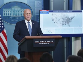FILE - White House infrastructure coordinator Mitch Landrieu speaks during a briefing at the White House, May 12, 2023, in Washington. The massive federal effort to expand internet access to every home in the U.S. took a major step forward on Friday with the announcement of $930 million in "middle mile" grants to shore up connections in dozens of places around the country where significant gaps in connectivity persist. "These networks are the workhorses carrying large amounts of data over very long distances," said Landrieu.