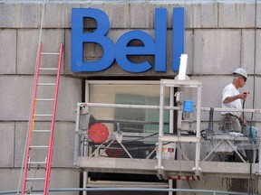 Bell sign on side of building