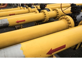 Arrow are marked on pipes at a shale gas collection and transfer facility at the Fuling shale gas project site, operated by Sinopec Chongqing Fuling Shale Gas Exploration and Development Co., a unit of China Petrochemical Corp. (Sinopec), in Jiaoshiba, Chongqing Municipality, China, on Wednesday, June 20, 2018. In 2013, the U.S. Department of Energy estimated China was sitting on the world's largest reserves of shale gas, almost double the U.S. and enough to theoretically supply the country for more than a century. The reserves are also deeper, harder to reach and more broken up than those in North America. Photographer: Qilai Shen/Bloomberg
