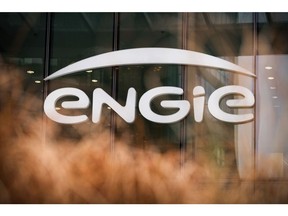 A logo on the Engie SA headquarters in the La Defense business district in Paris, France, on Thursday, Jan. 21, 2021. The shift of jobs and assets to Paris after Brexit will accelerate this year, providing Europe with an opportunity to strengthen its own financial infrastructure, according to Bank of France Governor Francois Villeroy de Galhau. Photographer: Benjamin Girette/Bloomberg