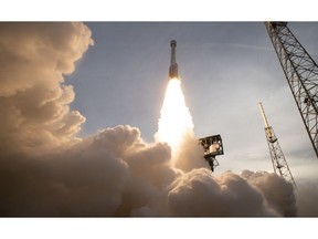 CAPE CANAVERAL, FL - MAY 19: In this handout photo provided by NASA, a United Launch Alliance Atlas V rocket with Boeings CST-100 Starliner spacecraft launches from Space Launch Complex 41 on May 19, 2022 in Cape Canaveral, Florida. Boeings Orbital Flight Test-2 (OFT-2) is Starliners second uncrewed flight test and will dock to the International Space Station as part of NASA's Commercial Crew Program. OFT-2 launched at 6:54 p.m. ET, and will serve as an end-to-end test of the system's capabilities.