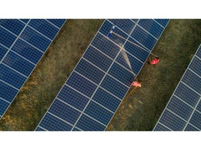 Photovoltaic panels at a solar farm in Pavagada, Karnataka, India, on Thursday, Feb 24, 2022. Photographer: Dhiraj Singh/Bloomberg