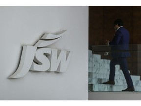 A signage of JSW Steel Ltd. at company's headquarters in Mumbai, India, on Monday, Jan. 23, 2023. Tycoon Sajjan Jindal-controlled JSW Steel Ltd. plans to take advantage of lower rupee borrowing costs to refinance its offshore borrowings, as it pushes to increase capacity with a $6 billion capital expenditure plan.