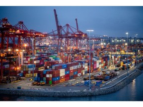 The Port of Vancouver and the Vancouver Centerm Terminal in Vancouver, British Columbia, Canada, on Thursday, March 23, 2023. Canada is scheduled to release gross domestic product (GDP) figures on March 31.