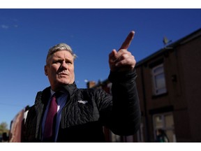 HARTLEPOOL, ENGLAND - APRIL 03: Labour Party leader Keir Starmer participates in a walkabout on April 3, 2023 in Hartlepool, England. The Labour Party leader met community members affected by anti-social behaviour, reiterating Labour's pledge to tackle crime. Local elections are scheduled to be held on May 4 in England.