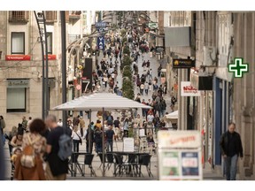 Shoppers on Rua do Principe retail street in Vigo, Spain, on Wednesday, April 26, 2023. Spain reports GDP figures on Friday.