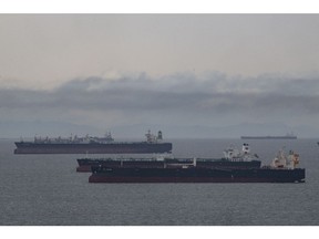 Oil tankers in the bay in front of the Puerto La Cruz refinery in Puerto La Cruz, Anzoategui state, Venezuela, on Monday, May 22, 2023. Venezuela's Oil ministry published oil and gas reserves for years 2019 through 2022, according to a decree in the official gazette dated May 9.