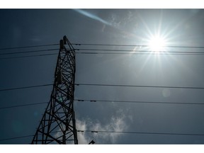 High voltage power lines in Crockett, California, US, on Wednesday, May 24, 2023. California's grid operator said the Golden State will have a slight surplus of electricity supplies this summer during the hottest days, reducing the chance of blackouts.