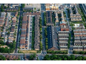 Homes in Toronto, Ontario, Canada, on Wednesday, June 21, 2023. Canada is scheduled to release gross domestic product (GDP) figures on June 30. Photographer: James MacDonald/Bloomberg