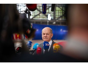 Olaf Scholz, Germany's chancellor, arrives for a EU Council summit in Brussels, Belgium, on Thursday, June 29, 2023. European Union leaders are trying to agree on steps to support Ukraine militarily over the longer term amid pressure to provide the government in Kyiv with additional security commitments and a clearer path on joining NATO.