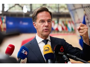 Mark Rutte, Netherlands prime minister, arrives for a EU Council summit in Brussels, Belgium, on Thursday, June 29, 2023. European Union leaders are trying to agree on steps to support Ukraine militarily over the longer term amid pressure to provide the government in Kyiv with additional security commitments and a clearer path on joining NATO.