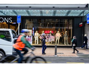 A clothing store in Wellington, New Zealand, on Monday, July 10, 2023. New Zealand's central bank is expected to leave interest rates unchanged this week, ending a streak of 12 consecutive hikes as the economy cools and inflation starts to wane.