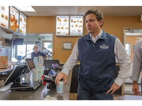 Ron DeSantis, governor of Florida, stops at Dairy Queen while campaigning in Boone, Iowa, US, on Friday, July 14, 2023.