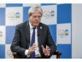 Paolo Gentiloni during the G-20 finance ministers and central bank governors meeting in Gandhinagar, India, onJuly 17.