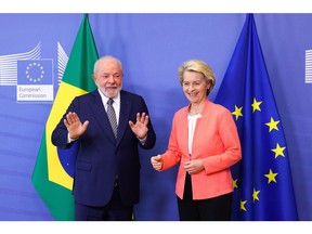 Luiz Inacio Lula da Silva and Ursula von der Leyen in Brussels, on July 17.
