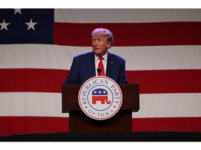 Donald Trump at the Republican Party Of Iowa's annual Lincoln Dinner in Des Moines, Iowa, on July 28.