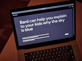 The Google Bard AI chatbot website on a laptop.