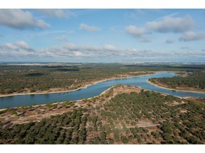 Aerial view of the 5,200 hectare cork forest estate at Herdade de Rio Frio. Photographer: Goncalo Fonseca/Bloomberg