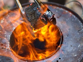 A piece of biochar in Montreal. Once it is mixed into soil, biochar improves soil quality, removing contaminants and doling out nutrients to plants slowly.