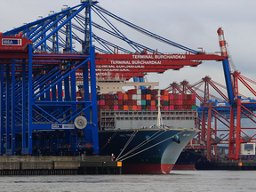 Ship terminal at port of Hamburg