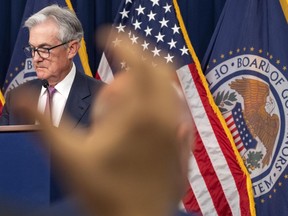 Federal Reserve Chair Jerome Powell attends the news conference following a Federal Open Market Committee meeting on June 14.
