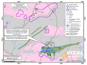 Vital Battery Metals Schofield Lithium Project Regional Geology