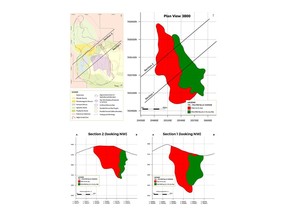 Plan Map Showing Major Tin and Polymetallic Domains in the Santa Barbara Deposit, Iska Iska