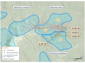 Figure 1 – Plan View of Warintza East and Warintza Southeast Drilling Released to Date