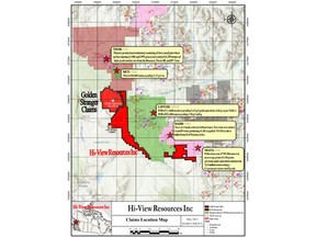 Figure 1. Toodoggone Claims Map of Hi-View Resources, Benchmark Metals and Thesis Gold