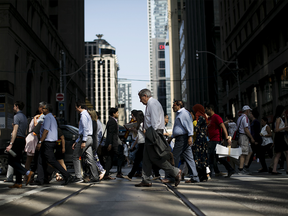 Worker in the financial district in Toronto