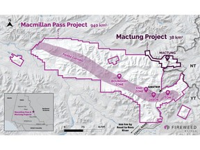 Map 1: Macmillan Pass Project and Mactung Project locations.