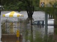 A truck abandoned in floodwater following a major rain event in Halifax.