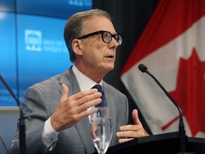 Tiff Macklem, governor of the Bank of Canada, during a news conference in Ottawa.