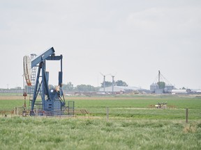 A dormant oil well in a field near Taber, Alta.