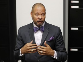 FILE - Nevada Attorney General Aaron Ford gestures during an interview in Las Vegas, on Dec. 14, 2018. Attorney General Ford announced Wednesday, July 5, 2023 the state has reached a $285 million settlement with Walgreens regarding the pharmacy chain's role in the opioid epidemic.