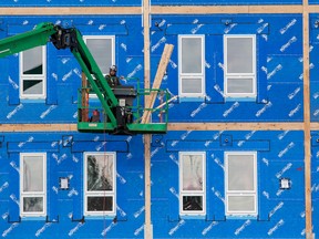 A prefabricated housing project under construction in Edmonton.