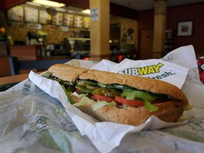 A Subway sandwich at a restaurant in Florida.