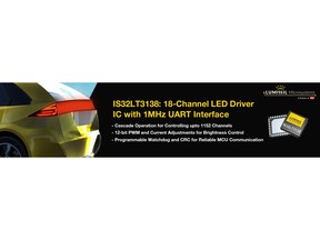 It is targeted at the automotive lighting market utilizing hundreds of LEDs for achieving vivid and bright animations as found in welcome and rear lamps that span the entire width of a vehicle.