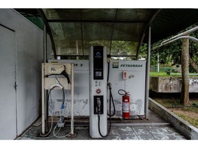 Brazil only had one public charger per 12.9 EVs at the end of 2020, BloombergNEF estimates, compared to one for every 5.4 in China, or every 3 in the Netherlands.  Photographer:&nbsp;Maria Magdalena Arrellaga/Bloomberg